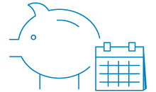 Ikoni: Säästöpossu ja vieressä kalenteri.