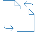 Ikoni: Kaksi asiakirjaa vaihtavat paikkaa.