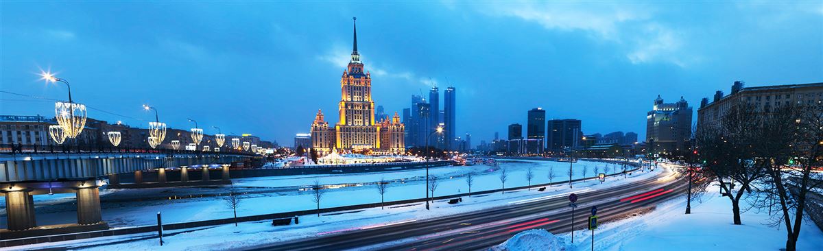 Ukrainsk stad på vintern