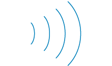 Ikon: den kontaktlösa betalningens ikon med radiovågor.